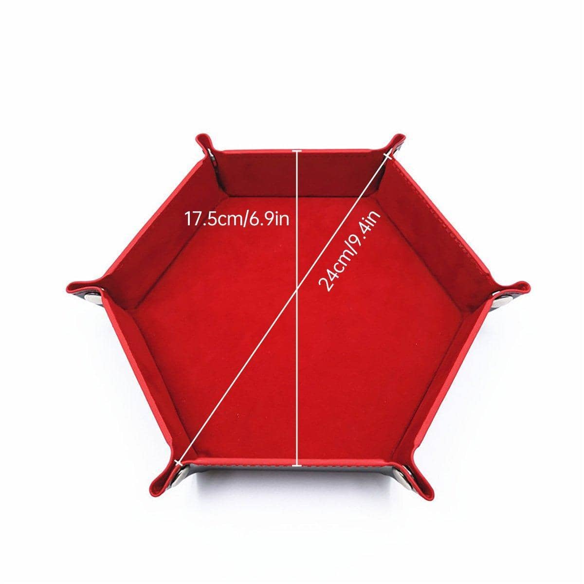 Hexagonal Folding Storage Tray, Velvet and Faux Leather - Blue - view 4