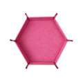 Hexagonal Folding Storage Tray, Velvet and Faux Leather - Pink