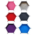 Hexagonal Folding Storage Tray, Velvet and Faux Leather - Pink - view 3
