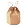 Hexagonal Kraft Paper Gift Boxes with Rope Ties, Pack of 50 - Kraft Brown