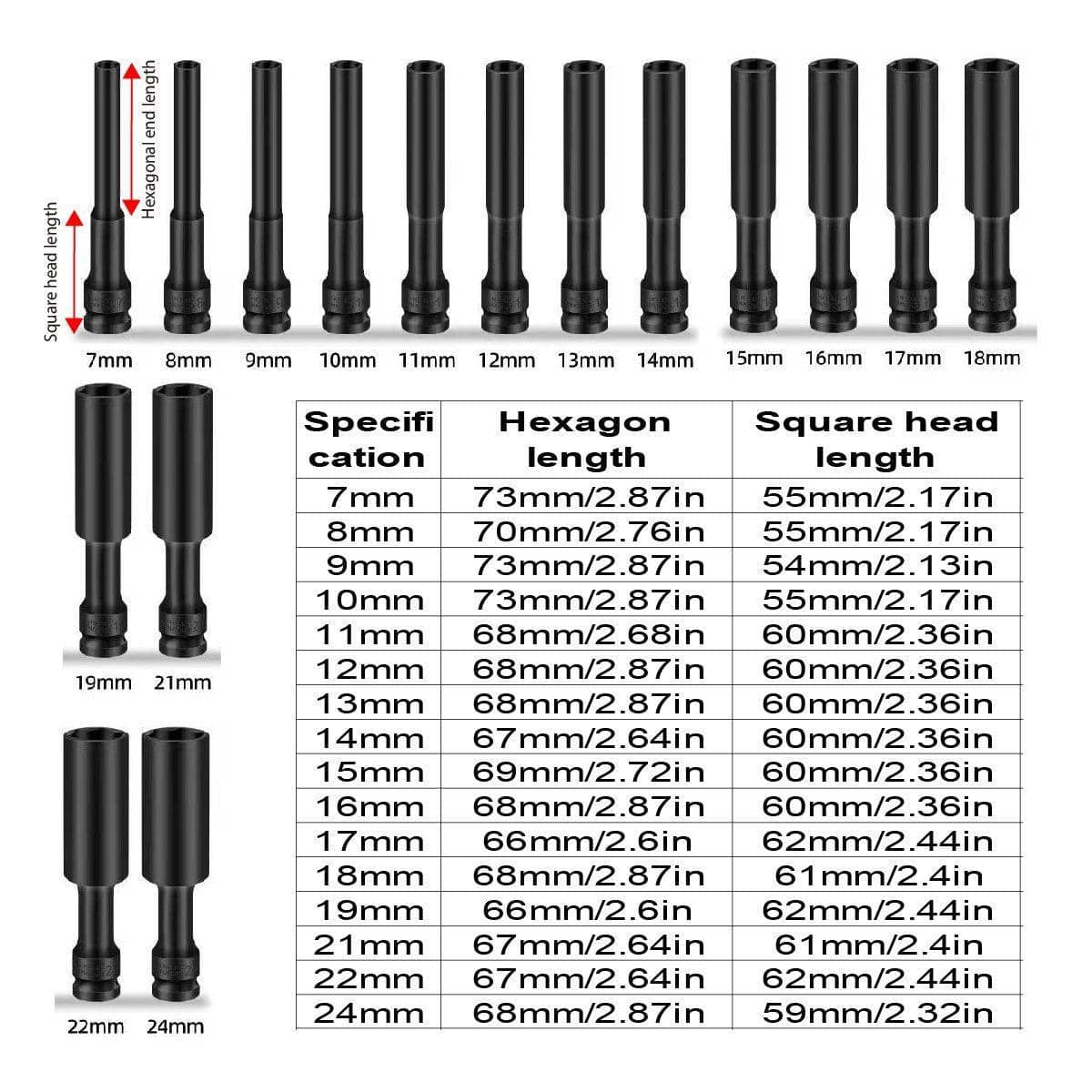 Hexagonal Socket Adapter for Electric Impact Wrench - 10 mm - view 4