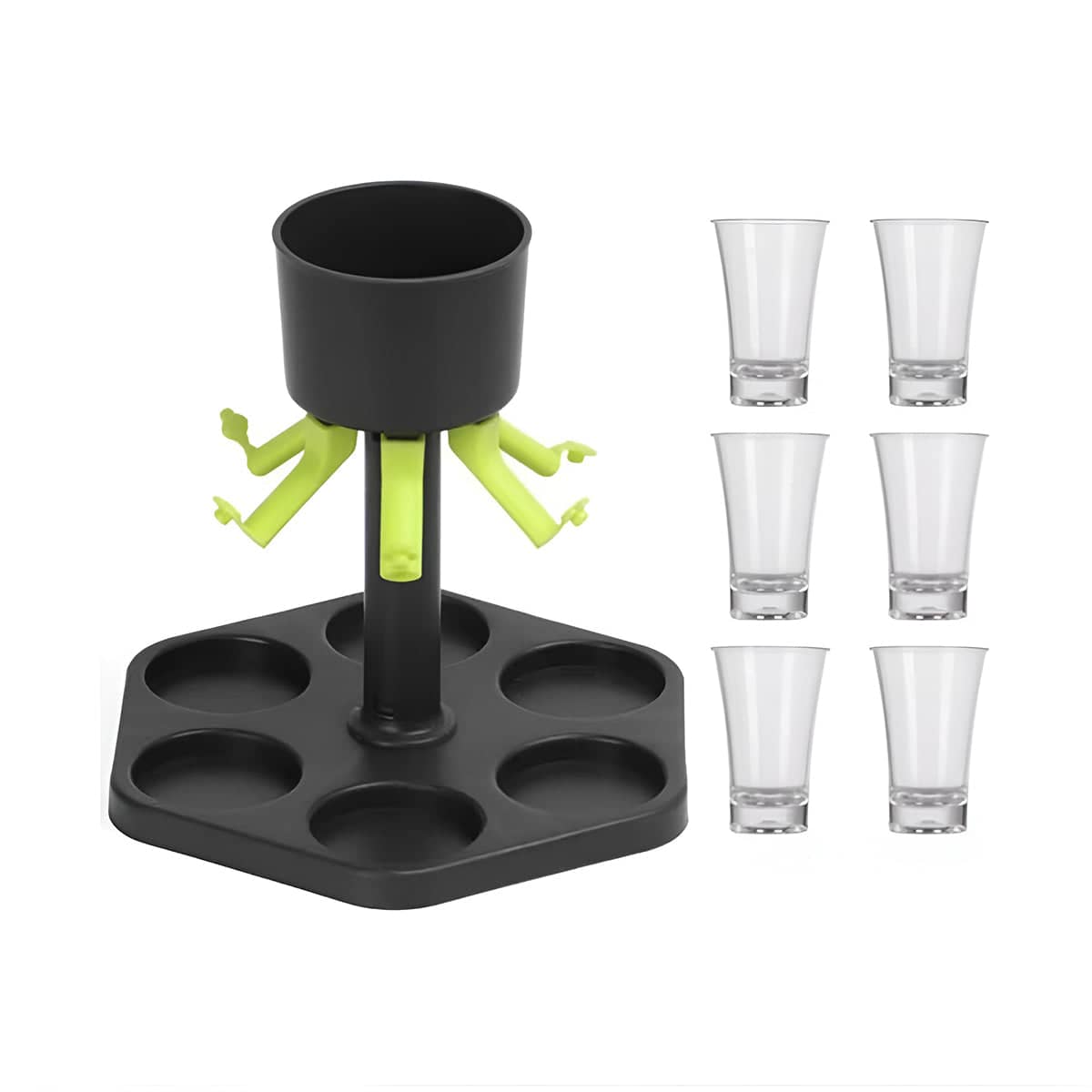 Hexagonal Wine Dispenser with Six Cups for Home Bar and Parties - view 2