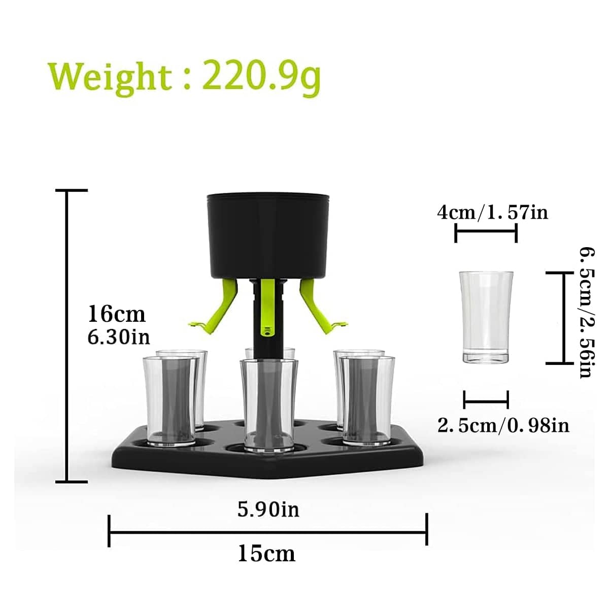 Hexagonal Wine Dispenser with Six Cups for Home Bar and Parties - view 3