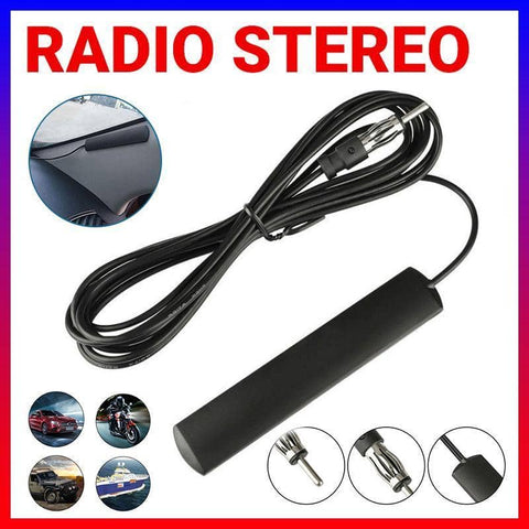 Hidden Car Radio Antenna AM FM Stereo Stealth Mount for Car, Truck and Motorcycle - Black