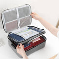 High Capacity Document Storage Bag, 3 Layers with Lock - Navy Blue - view 2