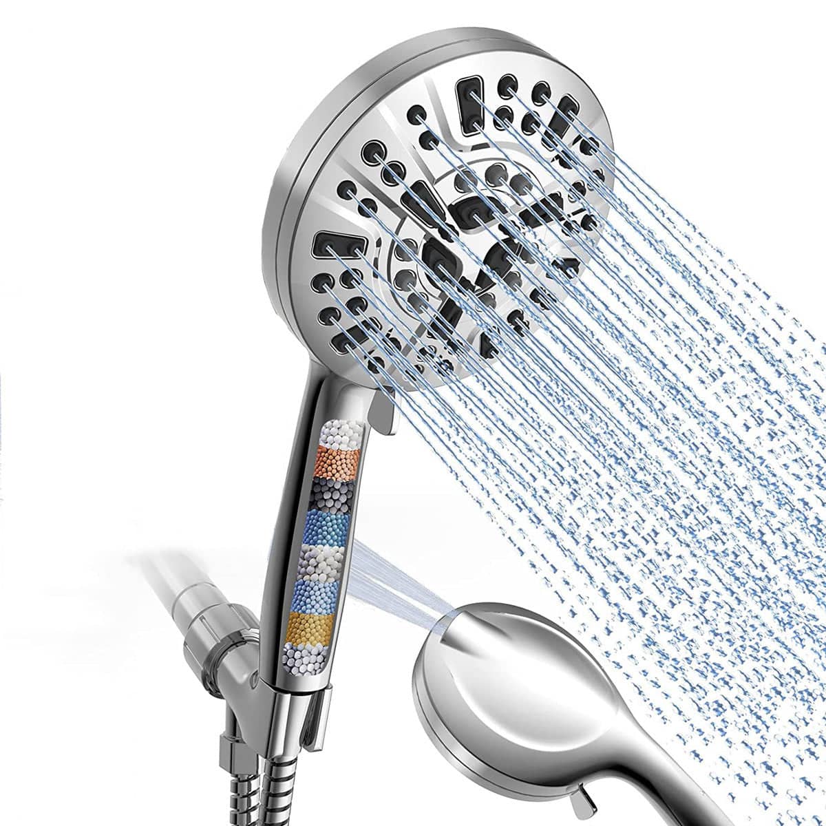 High Pressure Handheld Shower Head with Filter, Multi Function Chrome - With Filter