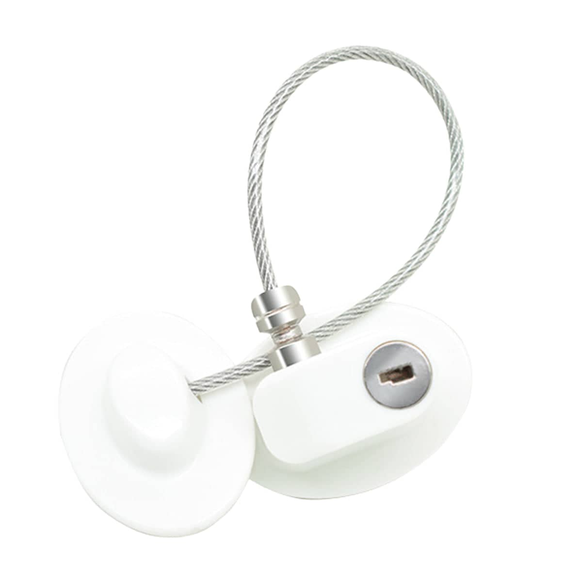 Hole-Free Child Safety Cable Lock for Fridge, Cabinet and Window - White