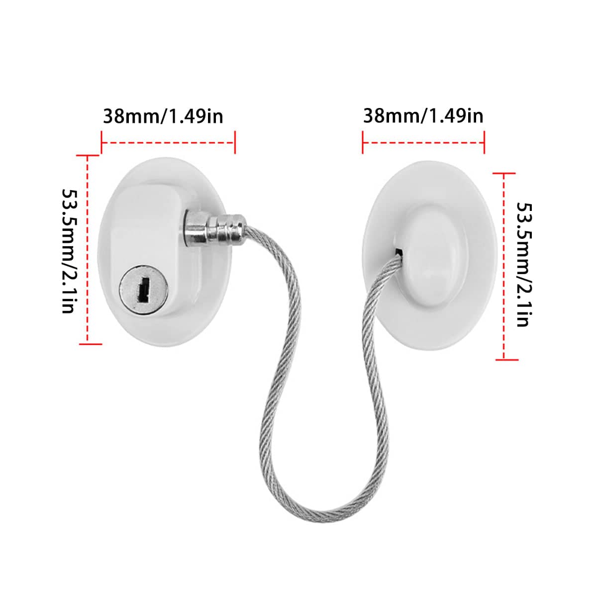 Hole-Free Child Safety Cable Lock for Fridge, Cabinet and Window - White - view 4