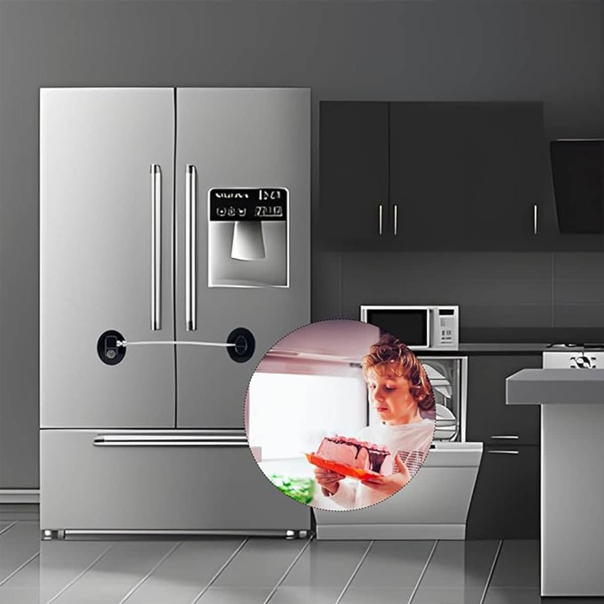Hole-Free Child Safety Cable Lock for Fridge, Cabinet and Window - White - view 5