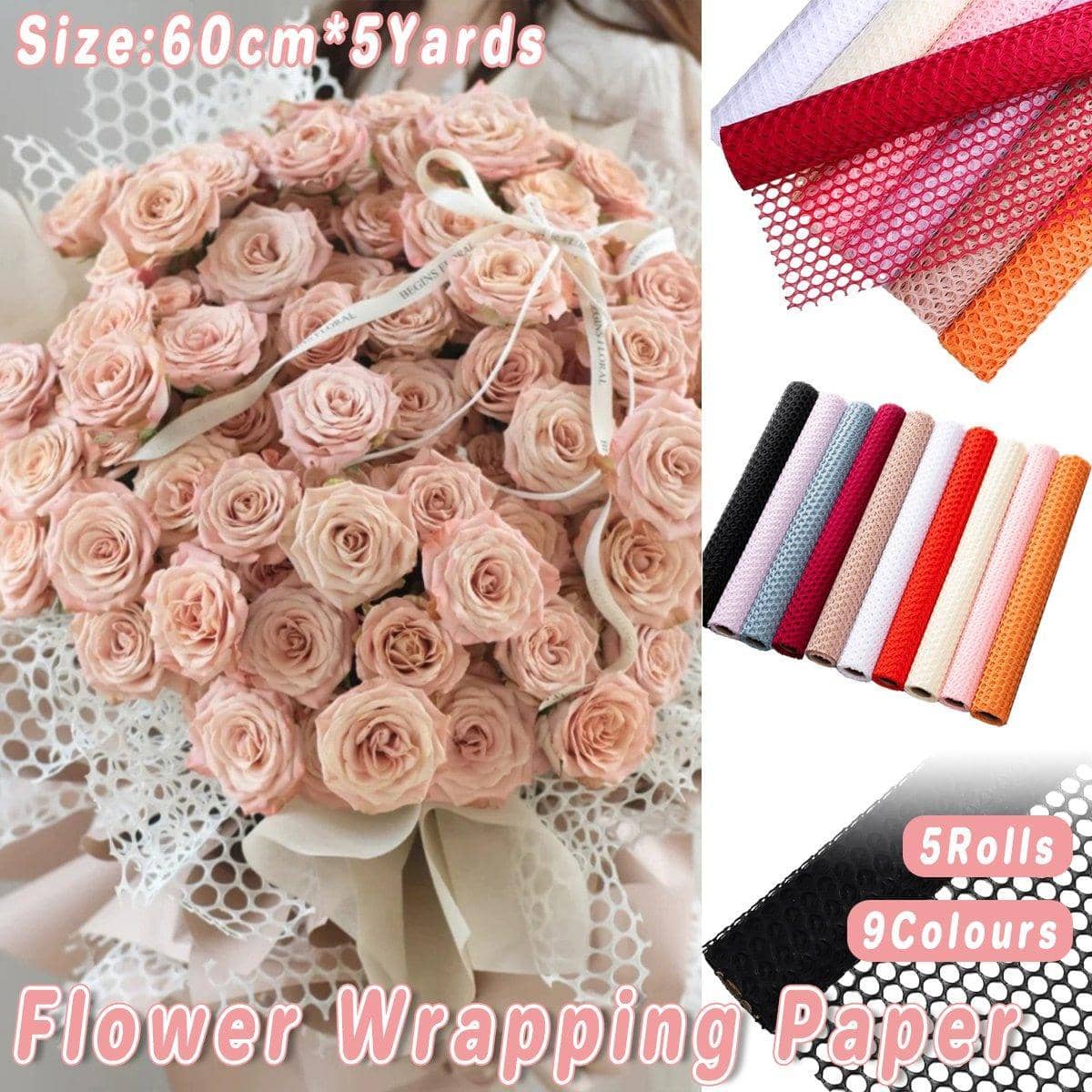 Hole Mesh Floral Wrapping Paper, 5 Rolls - Orange - view 2