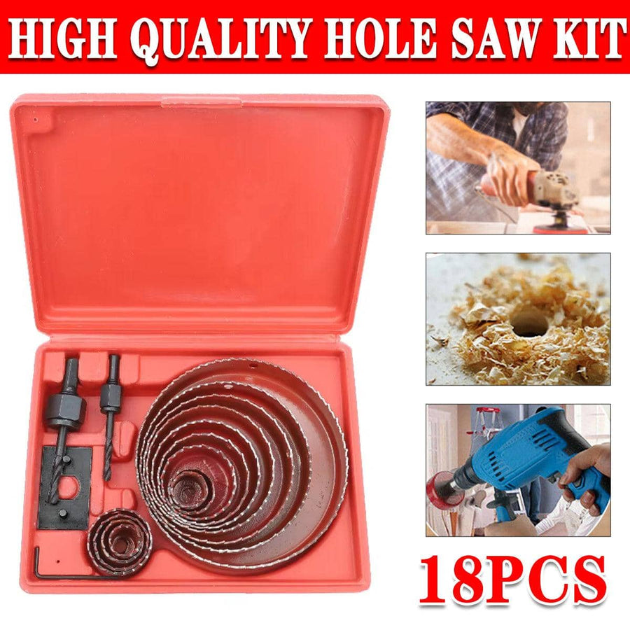 Hole Saw Kit in Heat-Treated Carbon Steel, 18-Piece Set