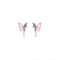Hollow Butterfly Earrings - Pink, 3.8 x 2.4cm