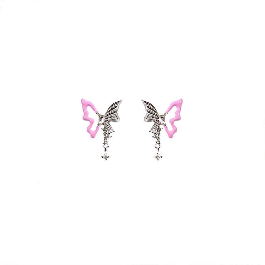 Hollow Butterfly Earrings - Pink, 3.8 x 2.4cm
