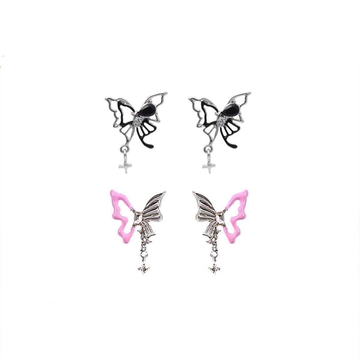 Hollow Butterfly Earrings - Pink, 3.8 x 2.4cm - view 3