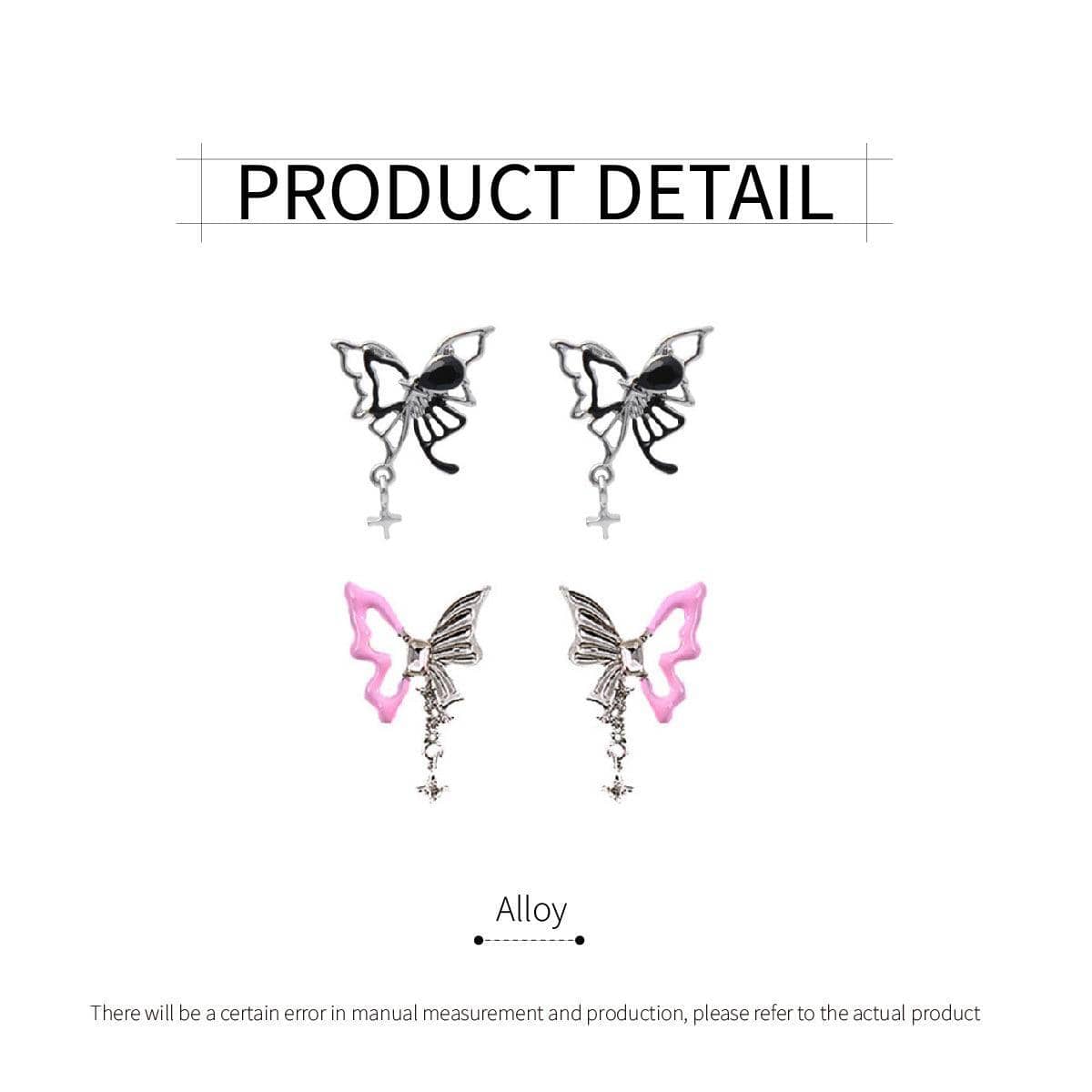 Hollow Butterfly Earrings - Pink, 3.8 x 2.4cm - view 4