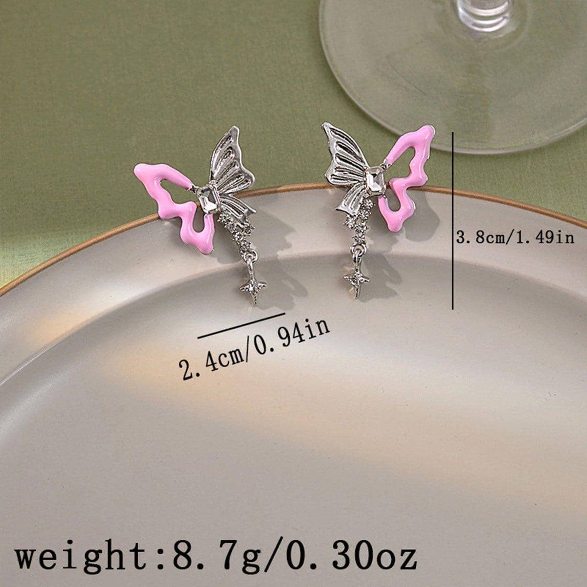 Hollow Butterfly Earrings - Pink, 3.8 x 2.4cm - view 5