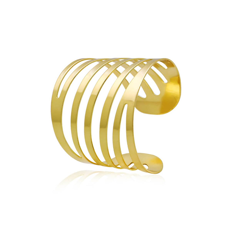 Hollow Curved Stripe Metal Napkin Rings - Gold, Pack of 10