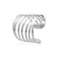 Hollow Curved Stripe Metal Napkin Rings - Silver, Pack of 10