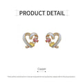 Hollow Heart Earrings with Pearls and Pink and Yellow Crystals - view 3