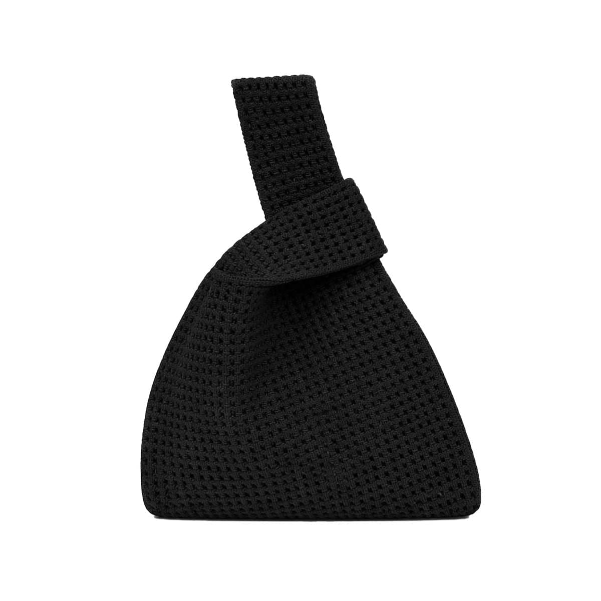 Hollow Knit Knot Wrist Handbag, Pack of 5 - Black