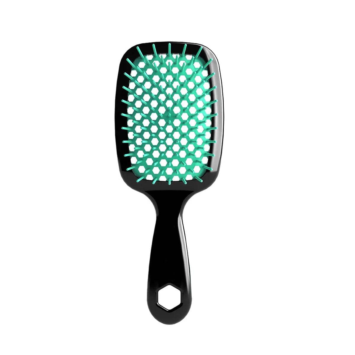 Hollow Vented Detangling Hair Brush - Black and Green