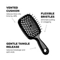 Hollow Vented Detangling Hair Brush - Black and Yellow - view 5
