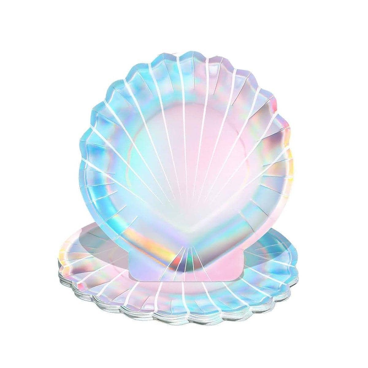 Holographic Shell Paper Plates for Parties, Pack of 100 (18cm) - view 2