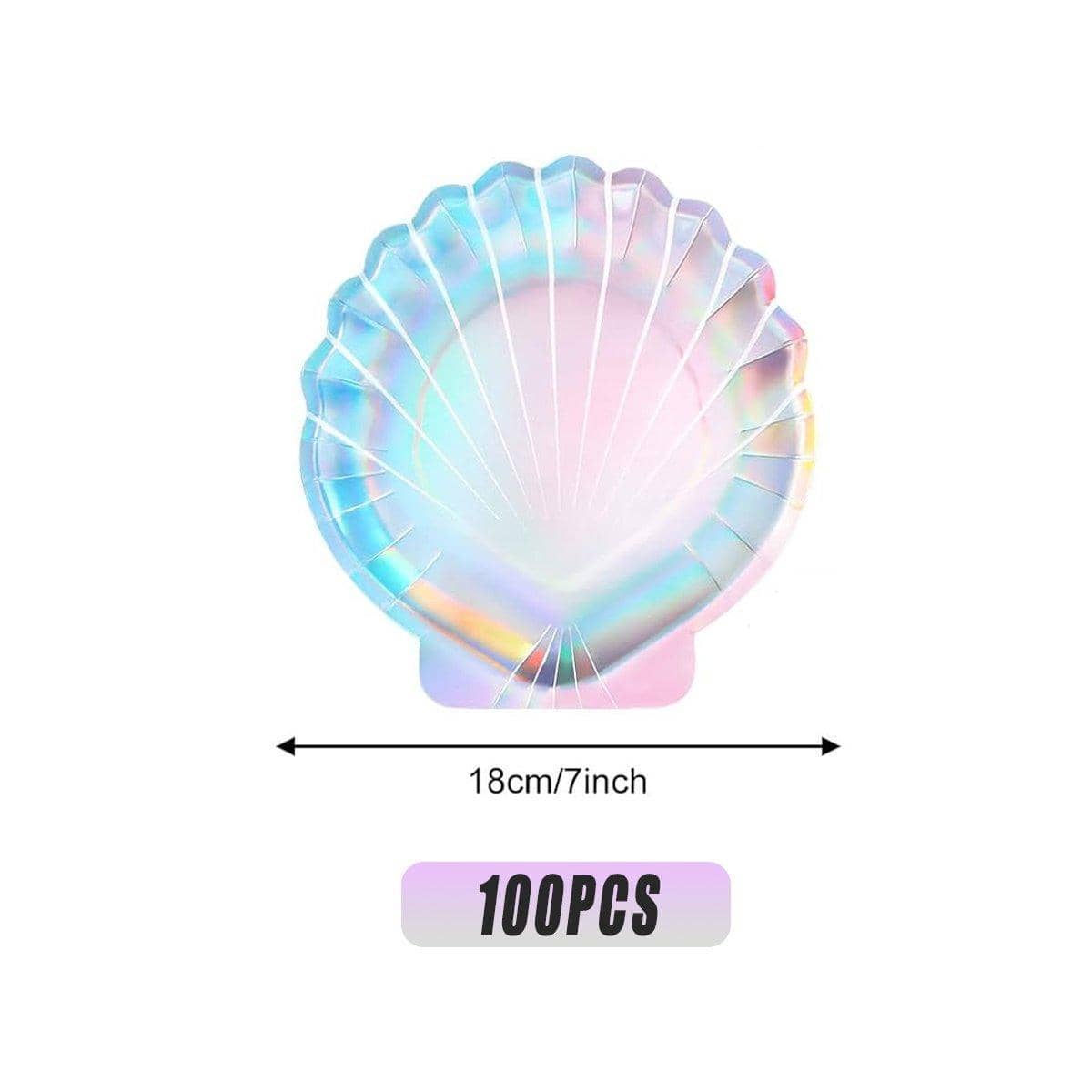 Holographic Shell Paper Plates for Parties, Pack of 100 (18cm) - view 3