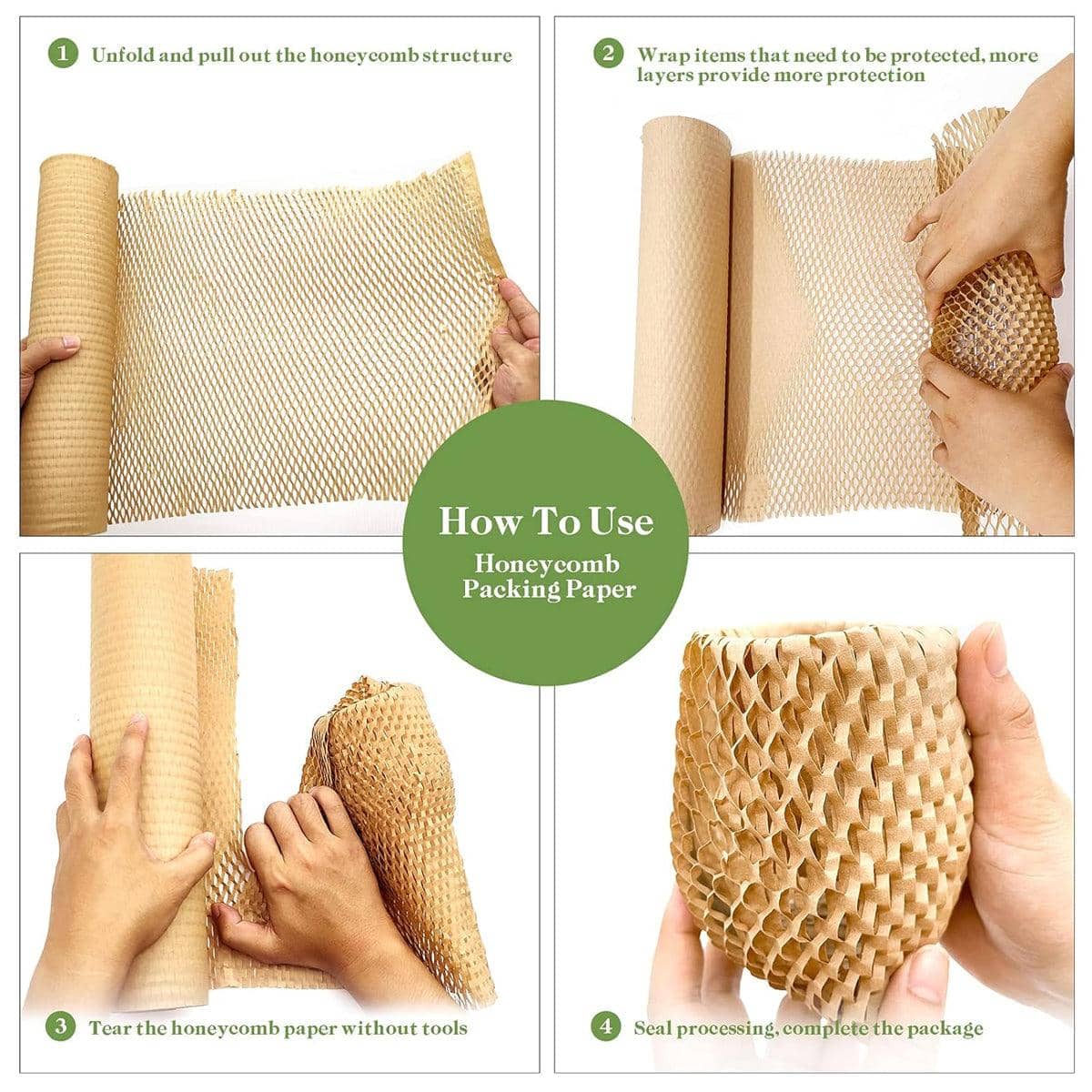 Honeycomb Kraft Paper Roll Shockproof Packaging Wrap, 30 cm x 150 m - view 5
