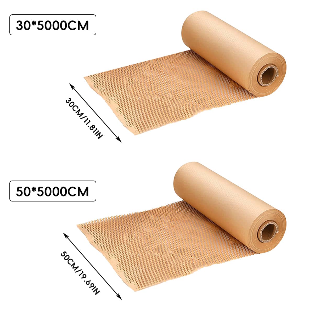 Honeycomb Kraft Paper Wrap Roll Brown Packaging Cushioning - 50 cm x 50 m - view 3