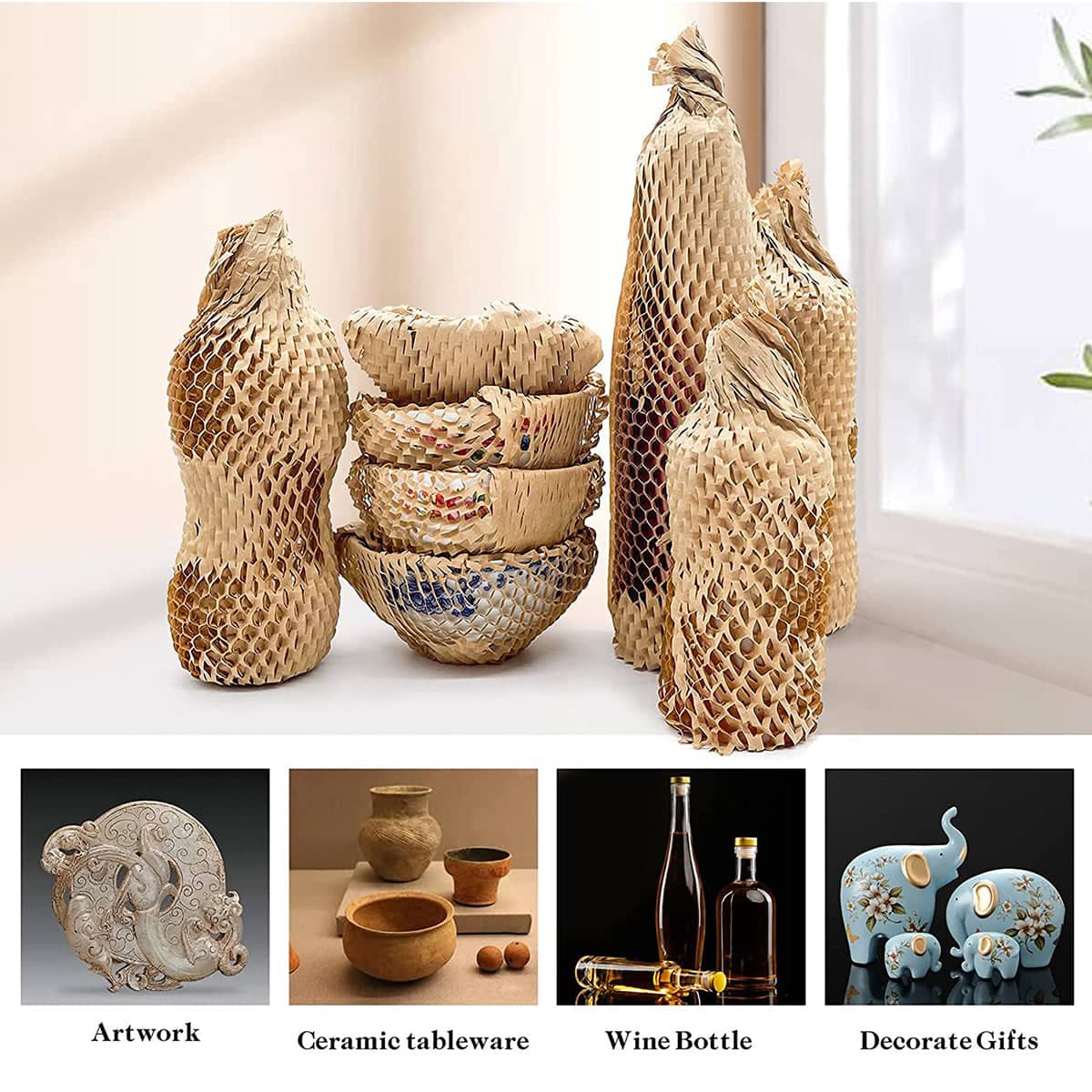 Honeycomb Kraft Paper Wrap Roll Brown Packaging Cushioning - 50 cm x 50 m - view 4