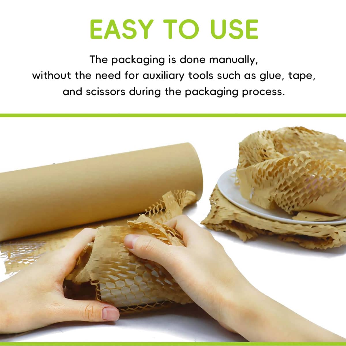 Honeycomb Kraft Paper Wrap Roll Brown Packaging Cushioning - 50 cm x 50 m - view 5
