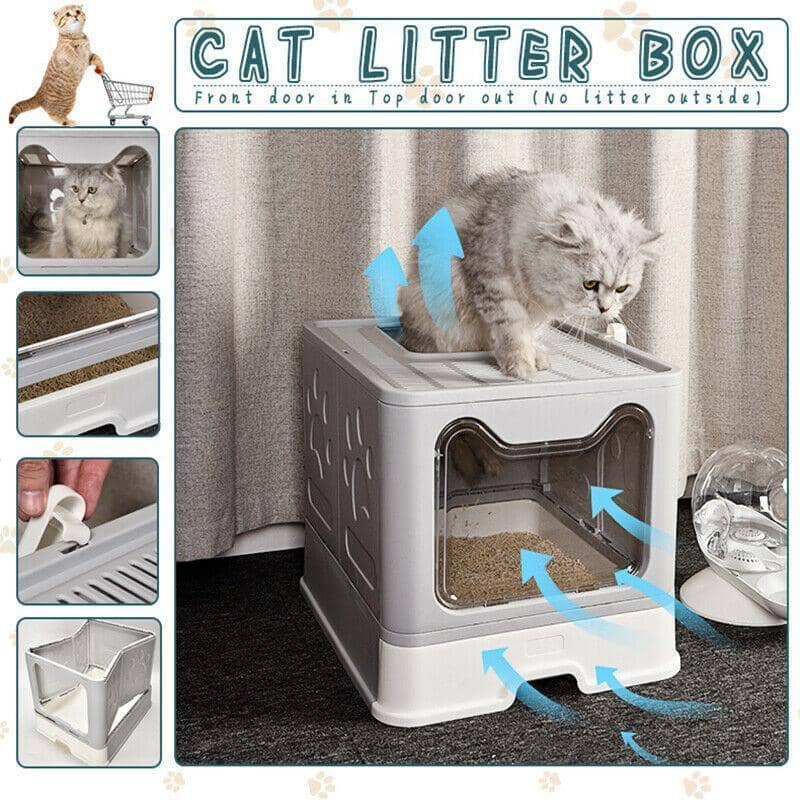Hooded Cat Litter Box with Drawer and Scoop, Large 51 x 41 x 38 cm