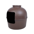 Hooded Plastic Cat Litter Box with Front Opening - Brown
