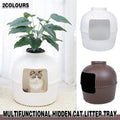 Hooded Plastic Cat Litter Box with Front Opening - Brown - view 5
