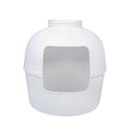 Hooded Plastic Cat Litter Box with Front Opening - White