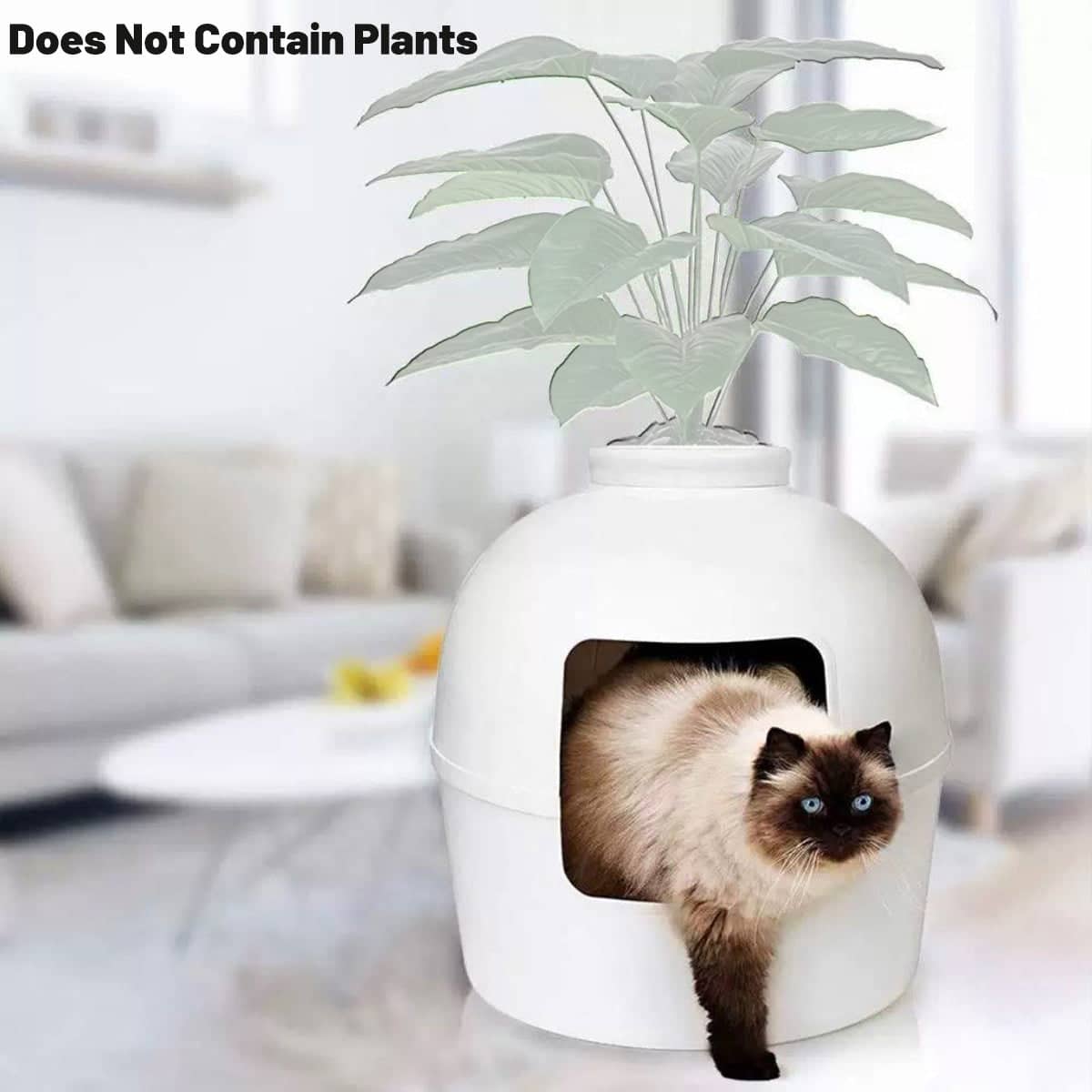 Hooded Plastic Cat Litter Box with Front Opening - White - view 3