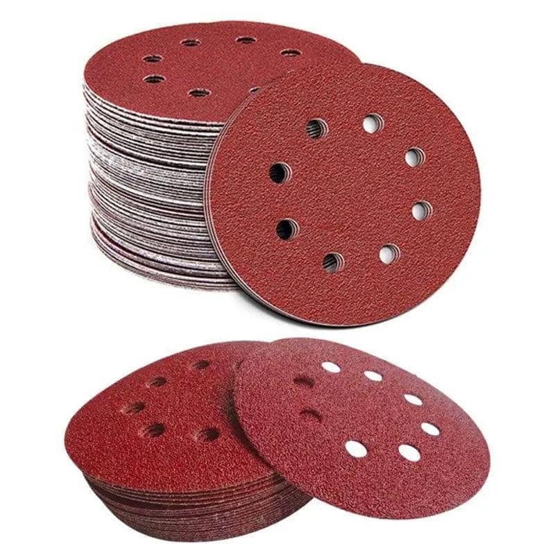 Hook and Loop Sanding Discs 125mm (5 Inch, 12.5cm), 8 Hole, Pack of 125 - 100 Grit