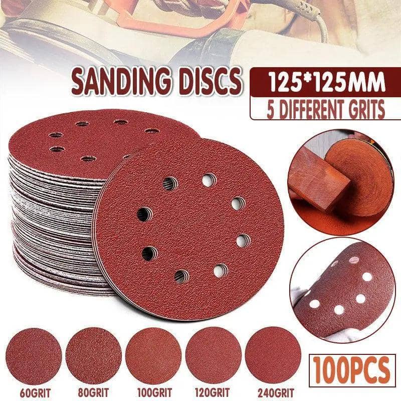 Hook and Loop Sanding Discs 125mm (5 Inch, 12.5cm), 8 Hole, Pack of 125 - 100 Grit - view 2