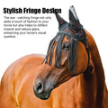 Horse Fly Mask with Ear Covers and Tassel Fringe - Black, Small (42 x 55 cm) - view 4