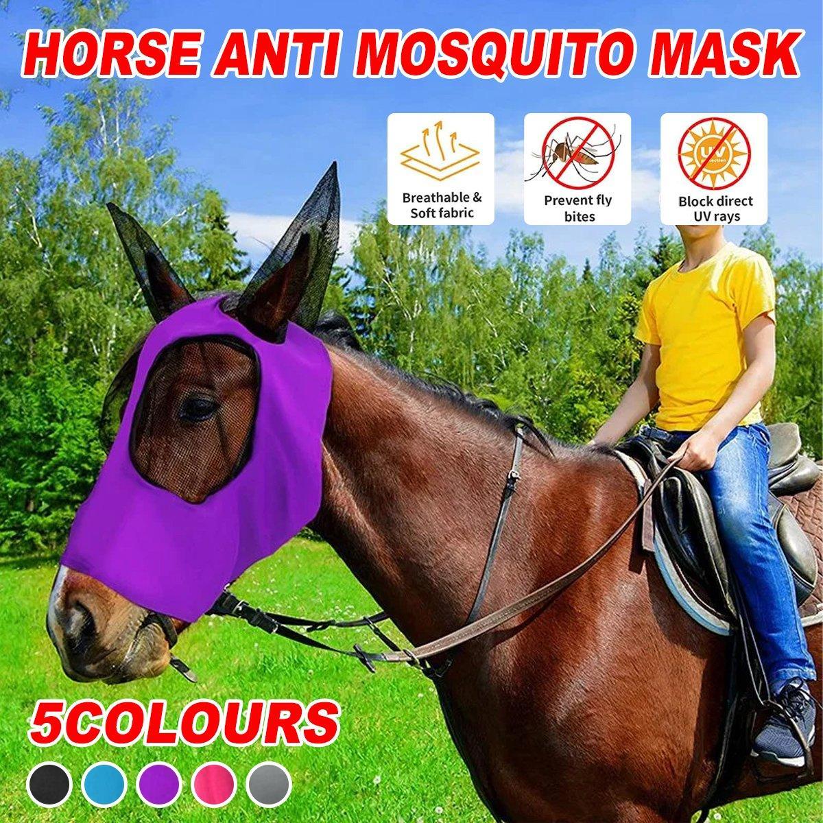 Horse Fly Mask with UV Protection - Rose Red - view 2