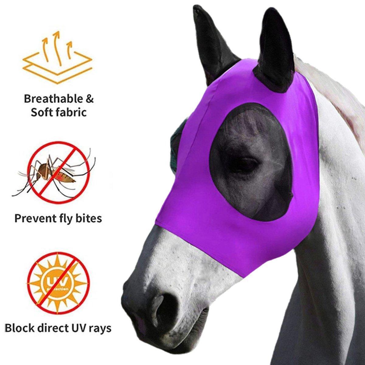 Horse Fly Mask with UV Protection - Rose Red - view 5