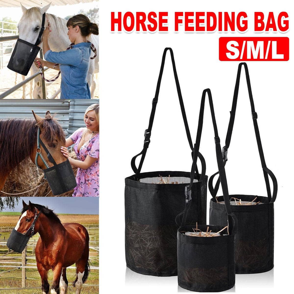 Horse Hay Feeding Bag Slow Feed Hay Storage for Horses - Size S (Small, 16.5 cm Diameter, 20 cm High) - view 2
