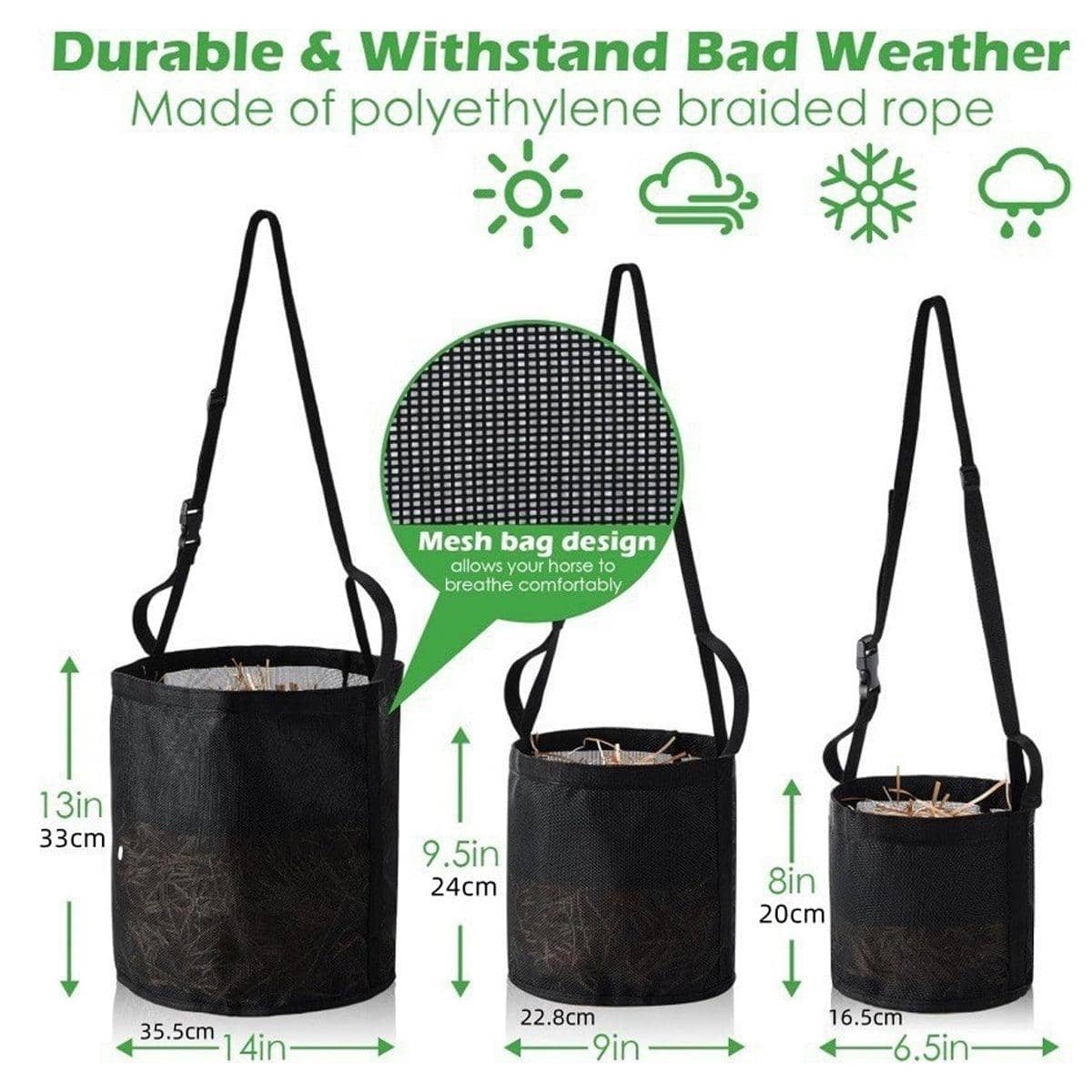 Horse Hay Feeding Bag Slow Feed Hay Storage for Horses - Size S (Small, 16.5 cm Diameter, 20 cm High) - view 4