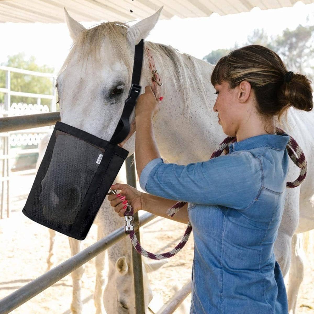 Horse Hay Feeding Bag Slow Feed Hay Storage for Horses - Size S (Small, 16.5 cm Diameter, 20 cm High) - view 5