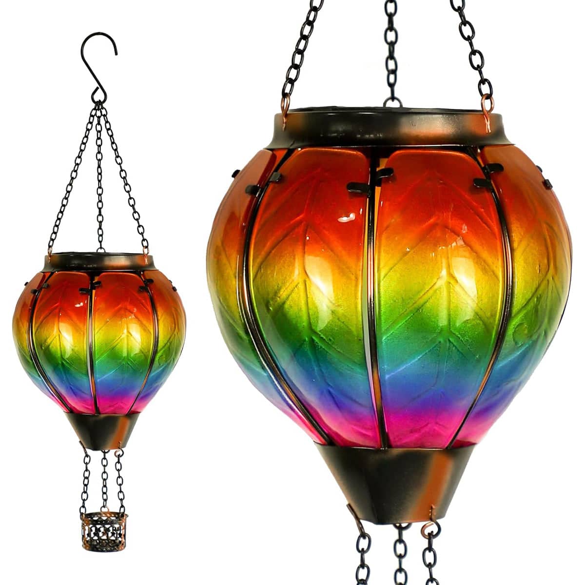 Hot Air Balloon Solar Lantern with Flickering Flame Light for Garden and Patio - view 2