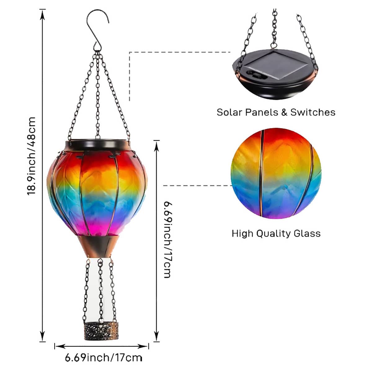 Hot Air Balloon Solar Lantern with Flickering Flame Light for Garden and Patio - view 3