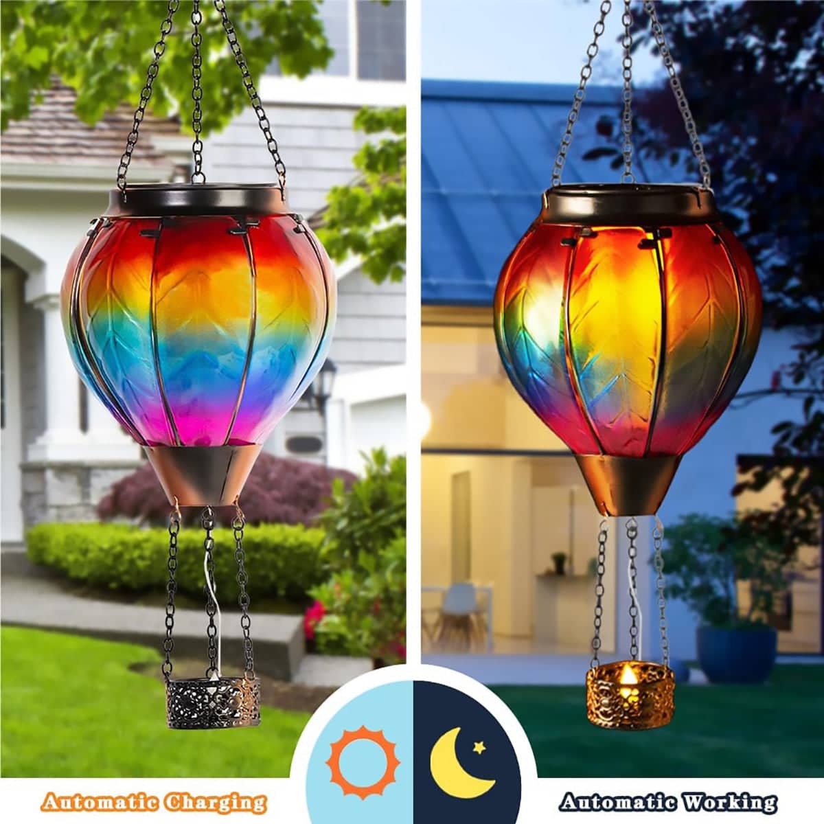 Hot Air Balloon Solar Lantern with Flickering Flame Light for Garden and Patio - view 5