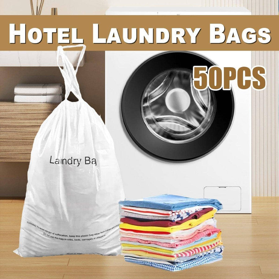 Hotel and Guesthouse Disposable Laundry Bags with Drawstring, Pack of 50