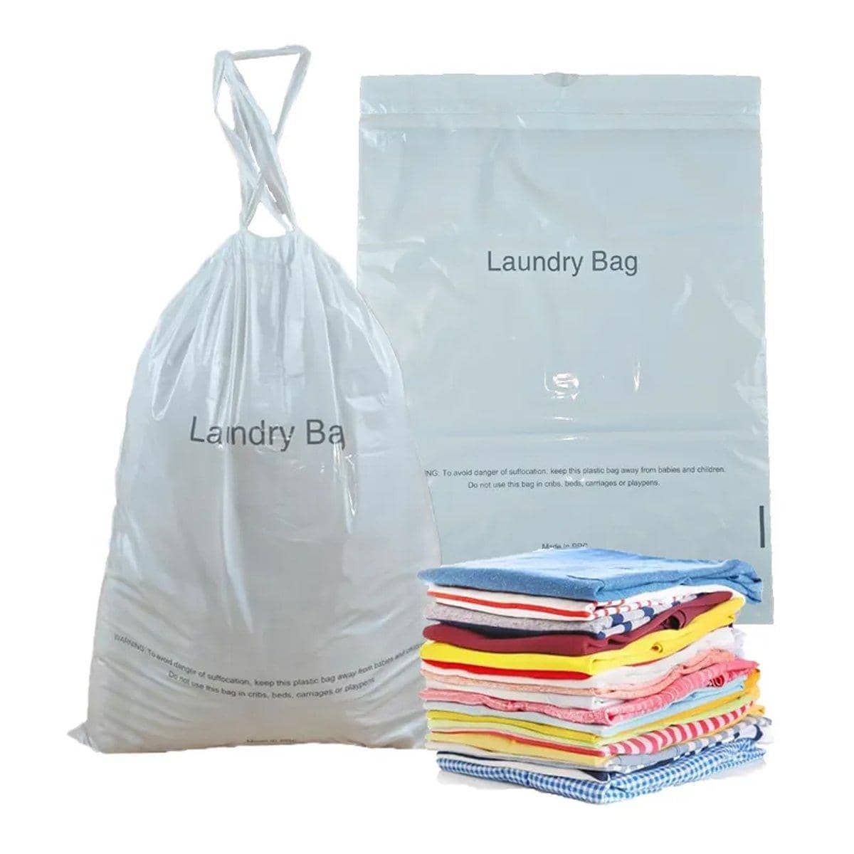 Hotel and Guesthouse Disposable Laundry Bags with Drawstring, Pack of 50 - view 2